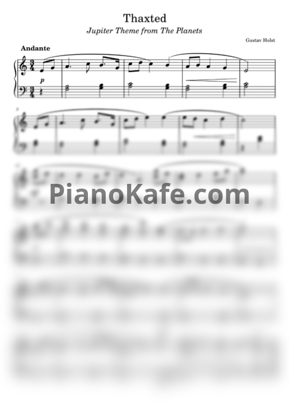 Ноты Gustav Holst - Thaxted (Jupiter Theme) - PianoKafe.com
