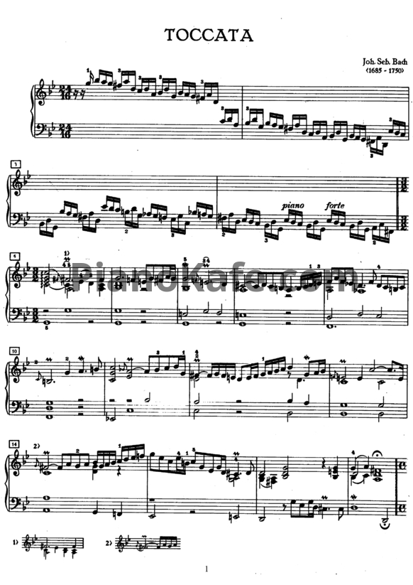 Ноты И. Бах - Токката соль минор (BWV 915) - PianoKafe.com