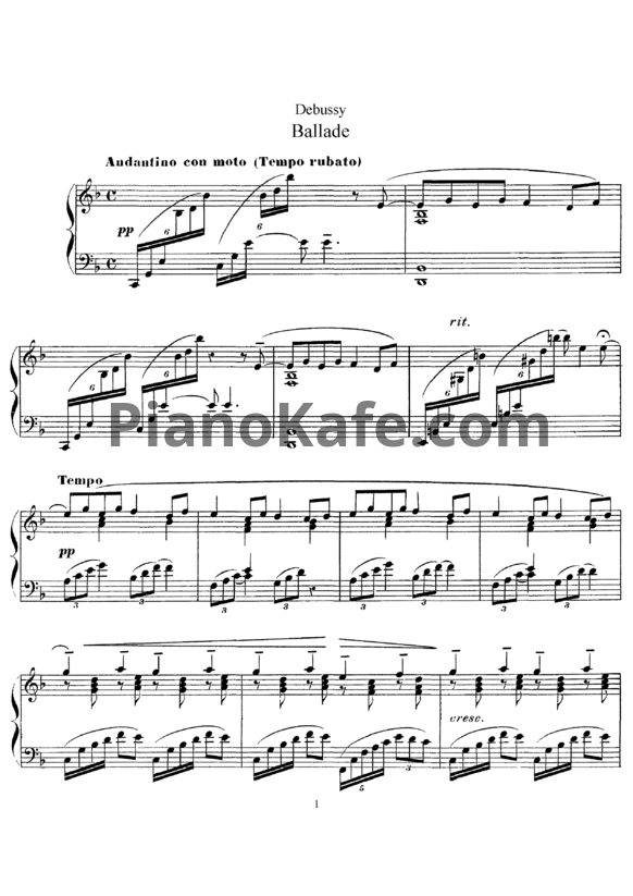Ноты Claude Debussy - Ballade - PianoKafe.com