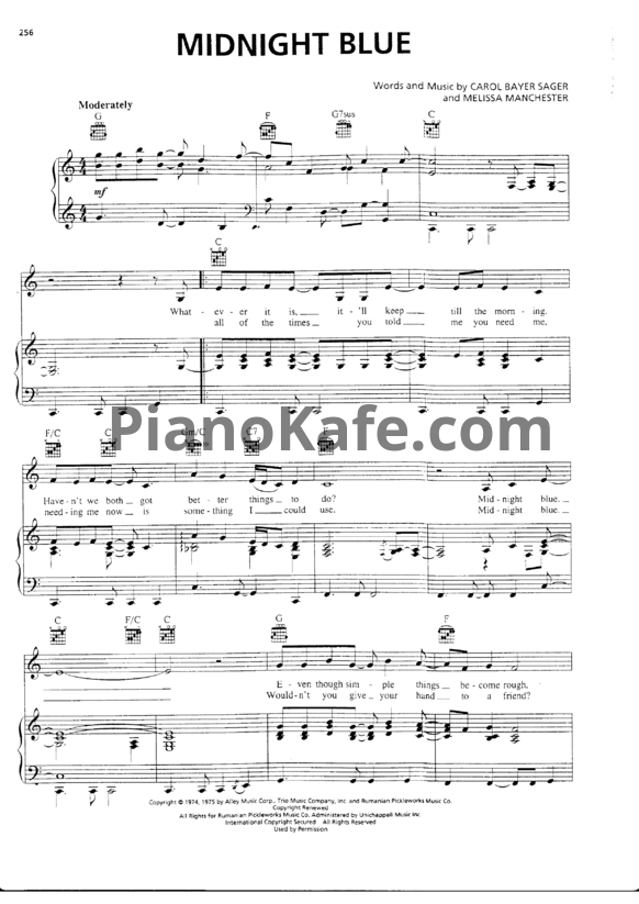 Ноты Melissa Manchester - Midnight blues - PianoKafe.com