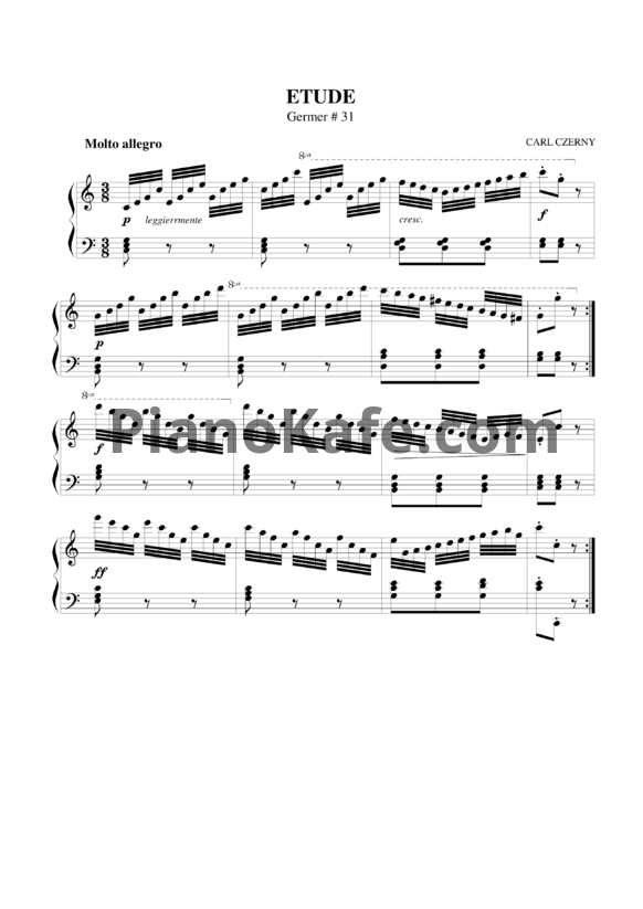 Ноты Карл Черни - Этюд Germer №31 - PianoKafe.com