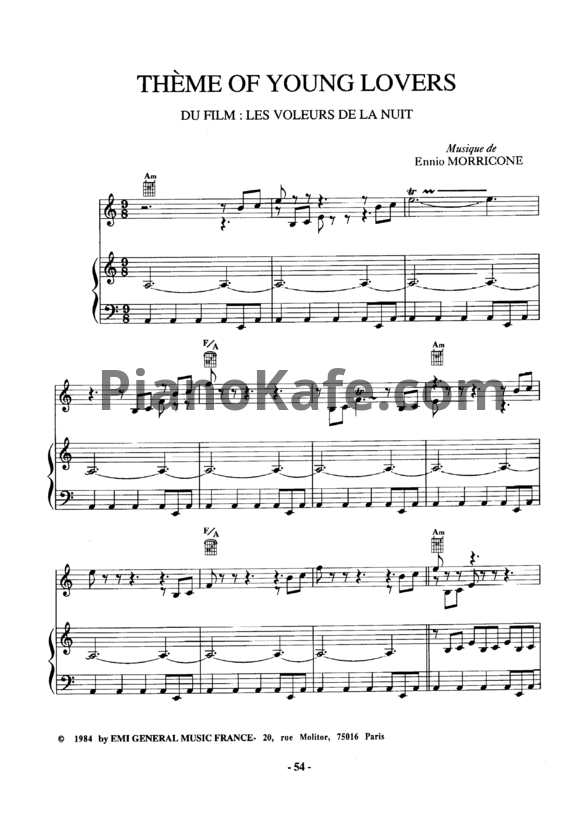 Ноты Ennio Morricone - Theme of young lovers - PianoKafe.com