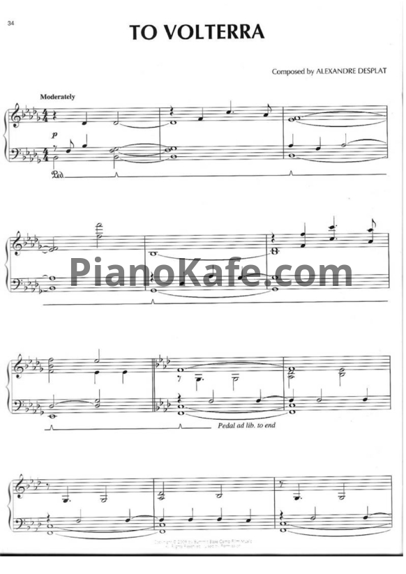 Ноты Alexandre Desplat - To Volterra - PianoKafe.com