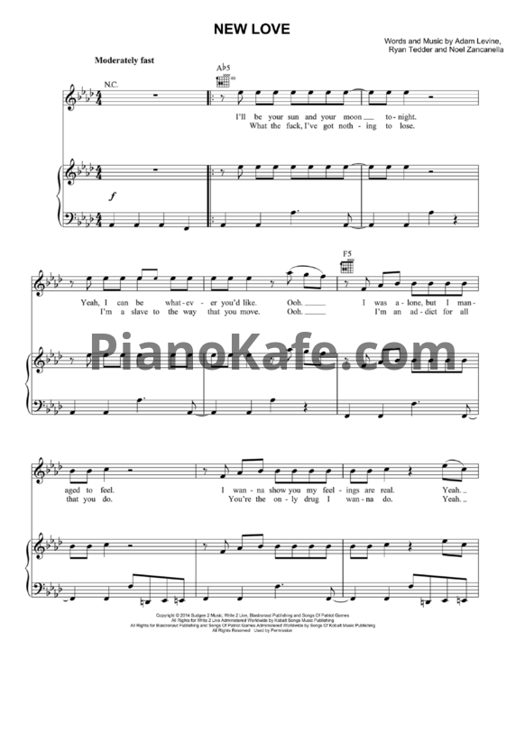 Ноты Maroon 5 - New love - PianoKafe.com