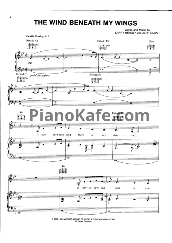 Ноты Lara Fabian - Wind beneath my wings - PianoKafe.com