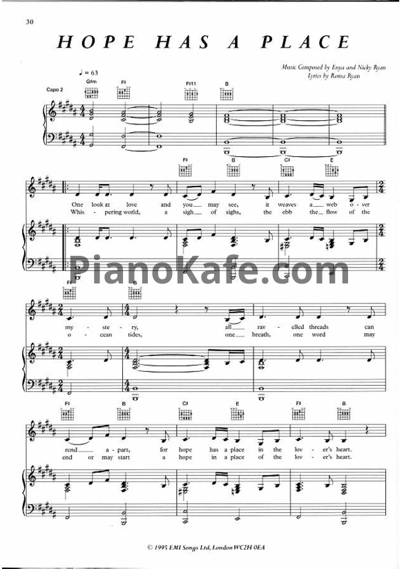Ноты Enya - Hope has a place - PianoKafe.com