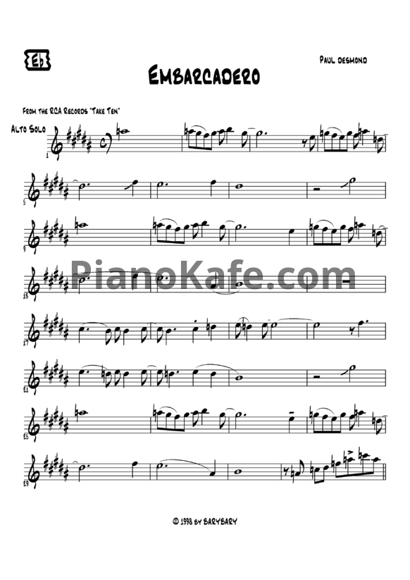 Ноты Paul Desmond - Embarcadero - PianoKafe.com