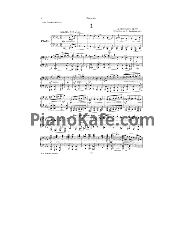 Ноты Александр Глазунов - Симфония №6 (перелоежение в 4 руки С. Рахманинова) Op. 58 - PianoKafe.com