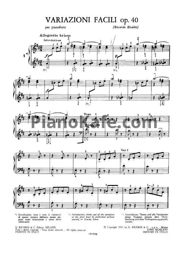 Ноты Дмитрий Кабалевский - Лёгкие Вариации (Op. 40) - PianoKafe.com