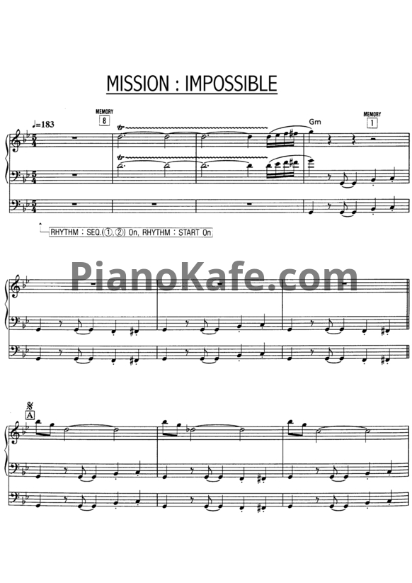 Ноты Danny Elfman - Theme from Mission: Impossible - PianoKafe.com