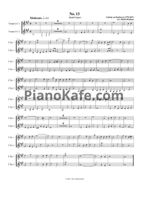 Ноты Л. В. Бетховен - Fifteen Fugues for Brass No.13 - PianoKafe.com