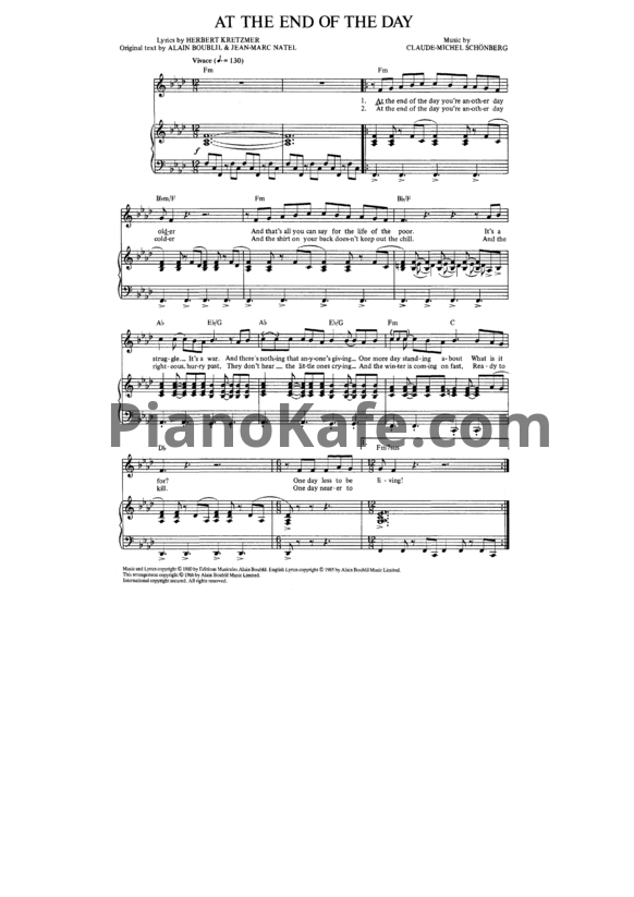 Ноты Claude-Michel Schonberg - Les Miserables mucial (Книга нот) - PianoKafe.com