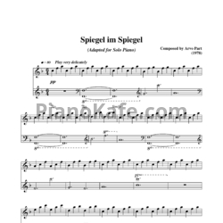 Ноты Арво Пярт - Spiegel im Spiegel - предпросмотр
