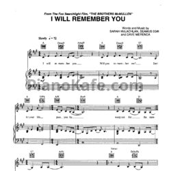 Ноты Sarah McLachlan - I will remember you (Версия 2) - предпросмотр