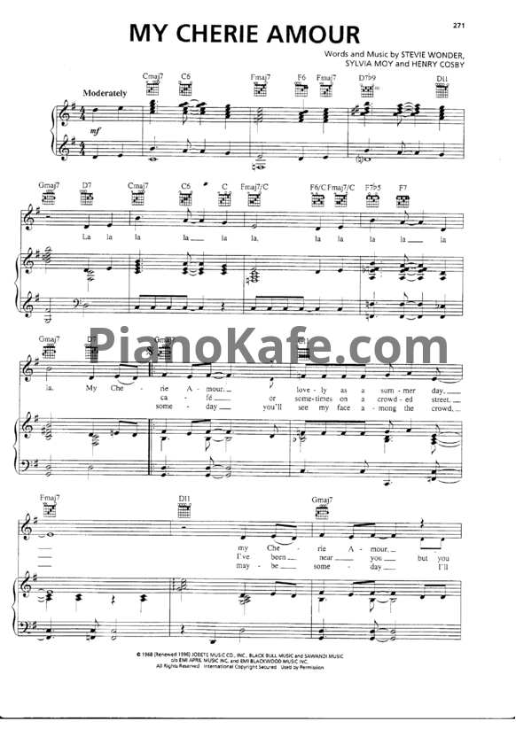 Ноты Stevie Wonder - My cherie amour - PianoKafe.com