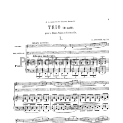 Ноты Антон Аренский - Трио №1 ре минор для фортепиано, скрипки и виолончели (Op. 32) - предпросмотр