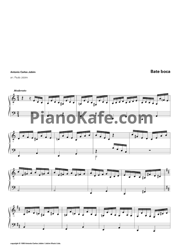 Ноты Antonio Carlos Jobim - Bate boca - PianoKafe.com