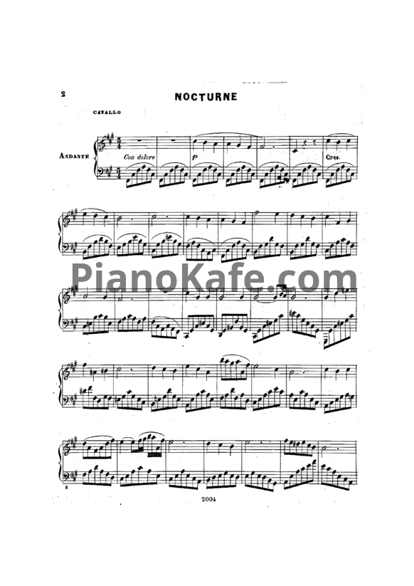 Ноты Peter Cavallo - Nocturne - PianoKafe.com