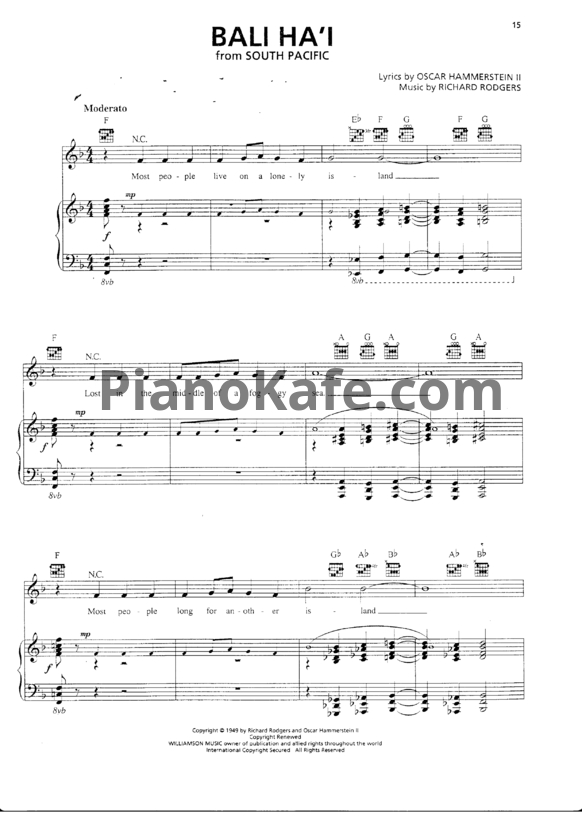 Ноты Richard Rodgers - Bali ha'i - PianoKafe.com