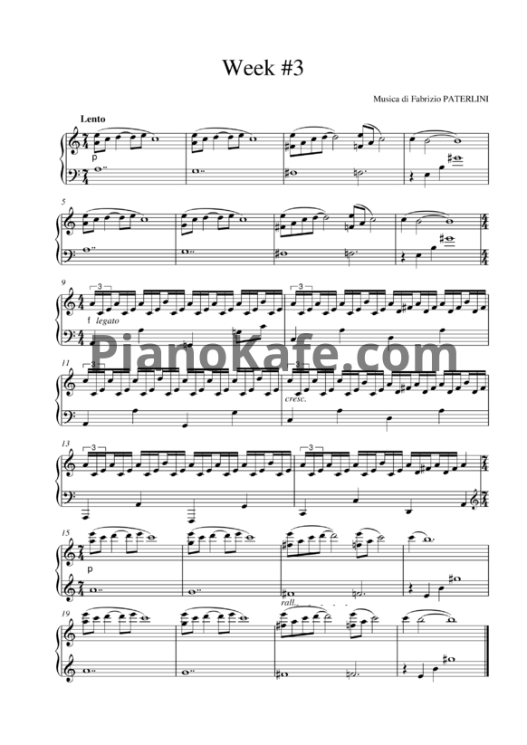 Ноты Fabrizio Paterlini - Week #3 - PianoKafe.com