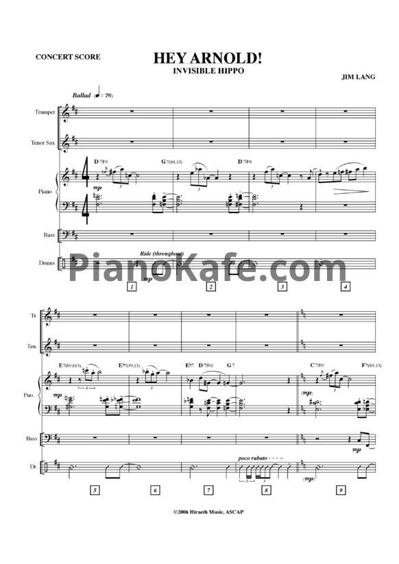 Ноты Jim Lang - Invisible Hippo (Concert score) - PianoKafe.com