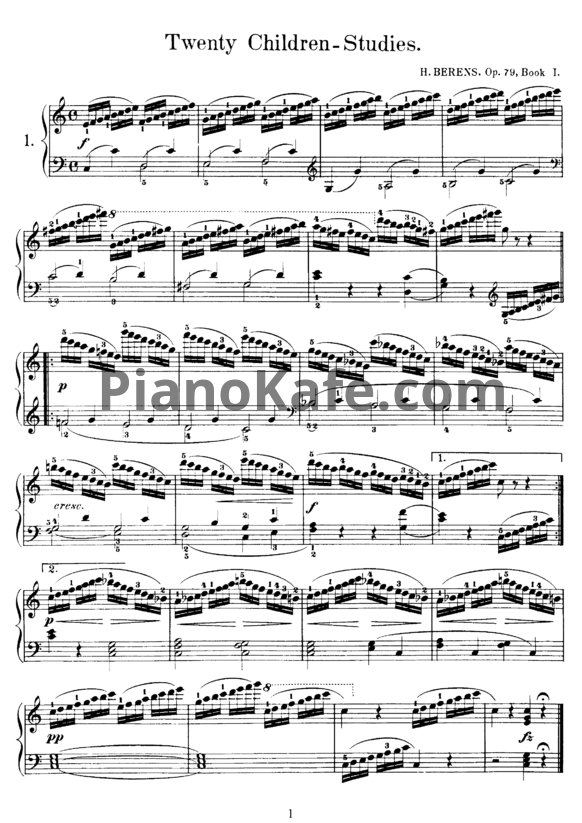 Ноты Г. Беренс - 20 этюдов (Op. 79) - PianoKafe.com