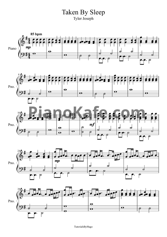 Ноты Tyler Joseph - Taken by sleep - PianoKafe.com
