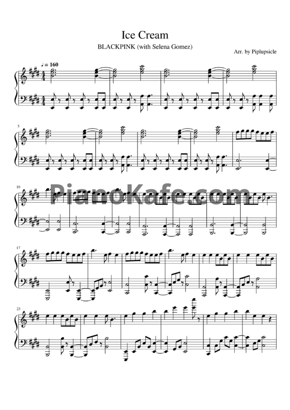 Ноты BLACKPINK, Selena Gomez - Ice Cream - PianoKafe.com