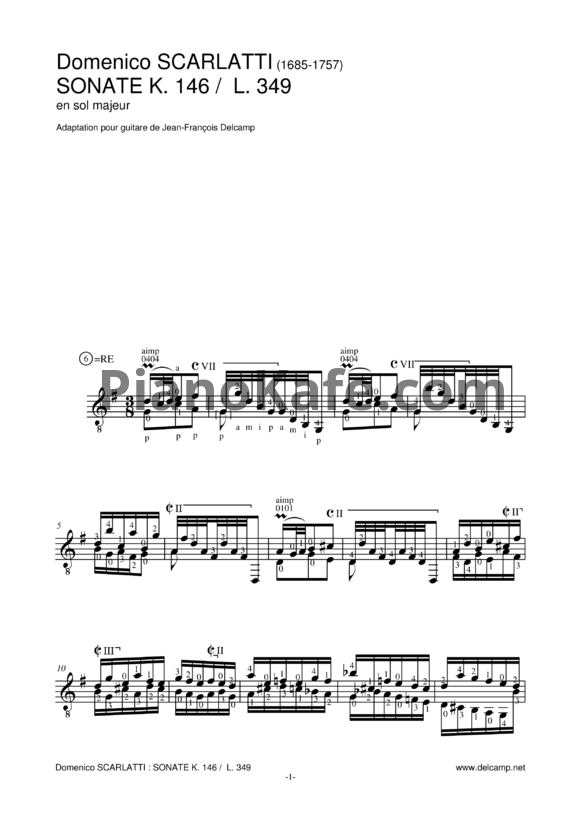 Ноты Д. Скарлатти - Соната K146/L349 - PianoKafe.com