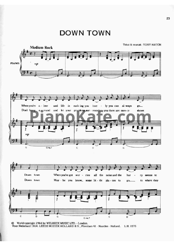Ноты Frank Sinatra - Downtown - PianoKafe.com