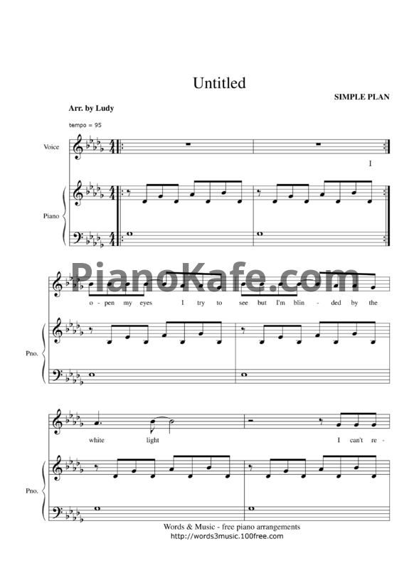 Ноты Simple Plan - Untitled - PianoKafe.com