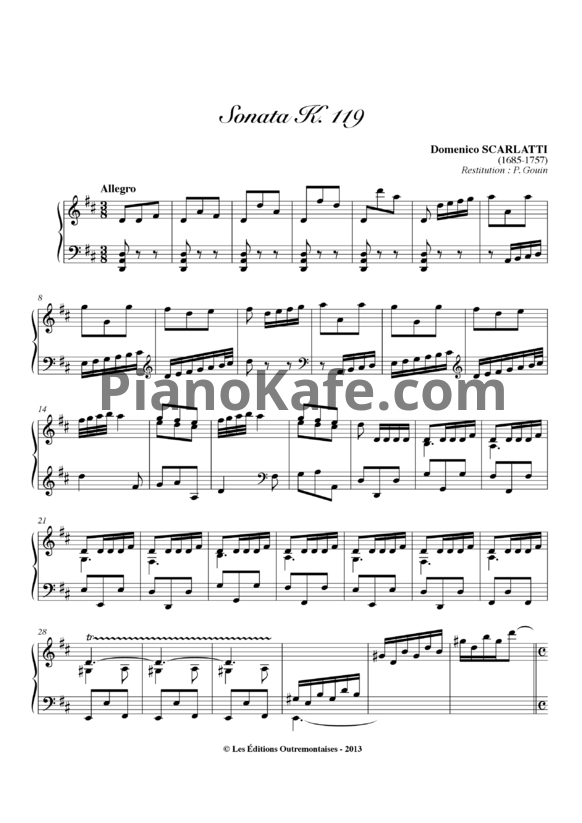 Ноты Д. Скарлатти - Соната K119 - PianoKafe.com