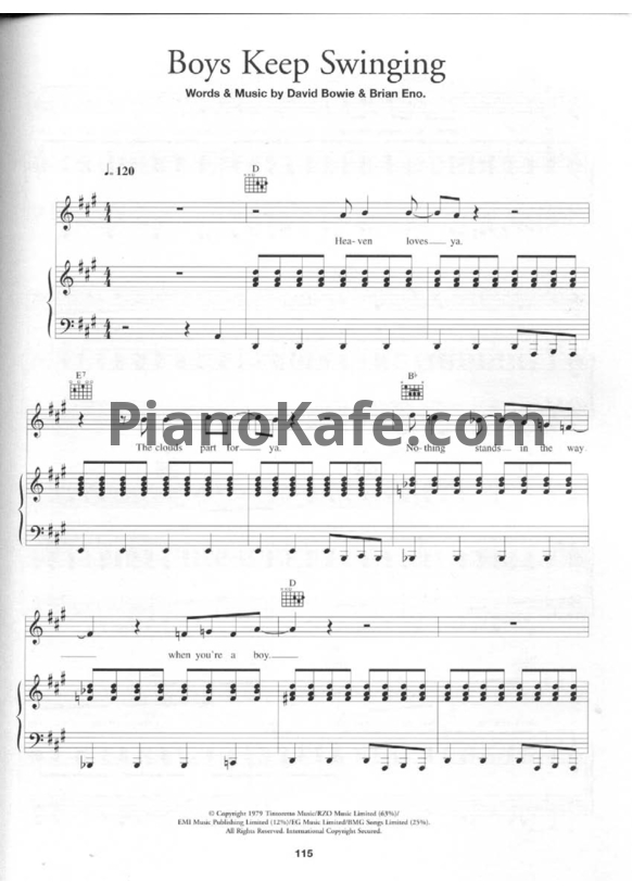Ноты David Bowie - Boys keep swinging - PianoKafe.com