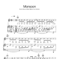Ноты Robbie Williams - Monsoon - предпросмотр