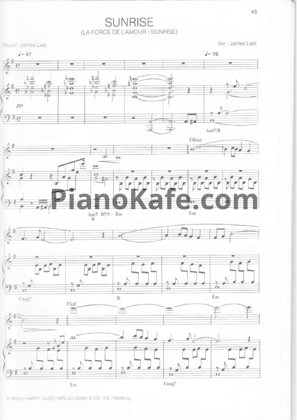 Ноты James Last - Sunrise - PianoKafe.com