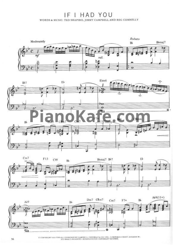 Ноты Ted Shapiro - If I had you - PianoKafe.com