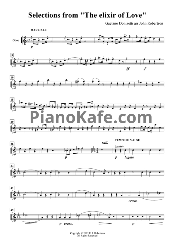 Ноты Gaetano Donizetti - Selections from "The elixir of love" - PianoKafe.com