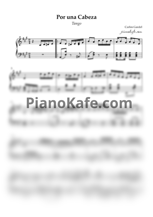 Ноты Carlos Gardel - Por una cabeza - PianoKafe.com