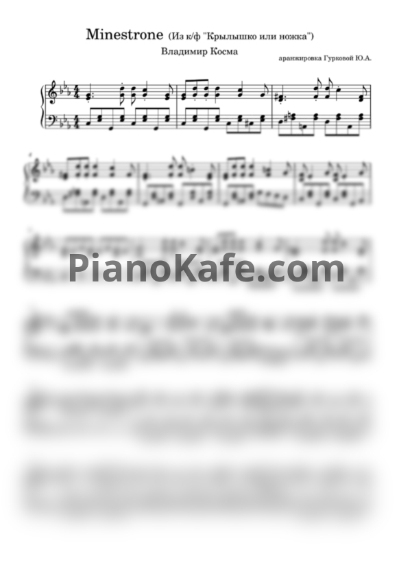 Ноты Владимир Косма - Minestrone - PianoKafe.com