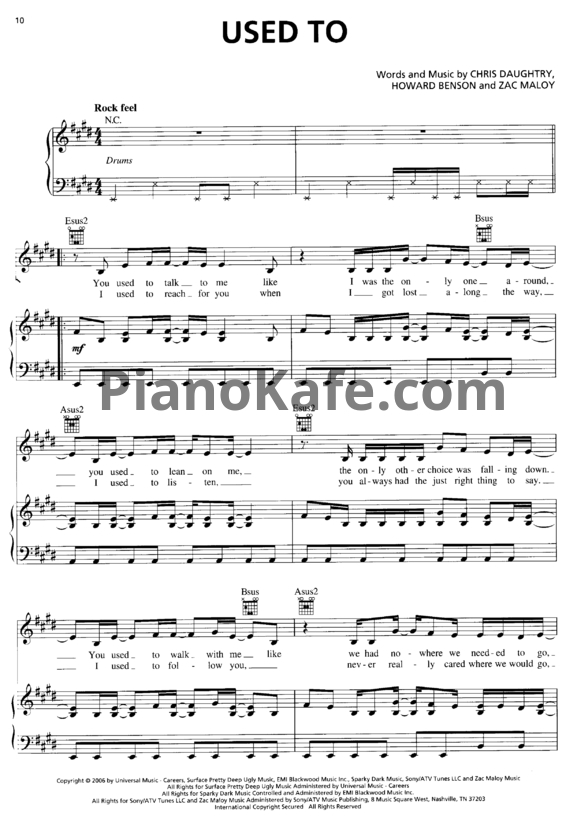 Ноты Daughtry - Used to - PianoKafe.com
