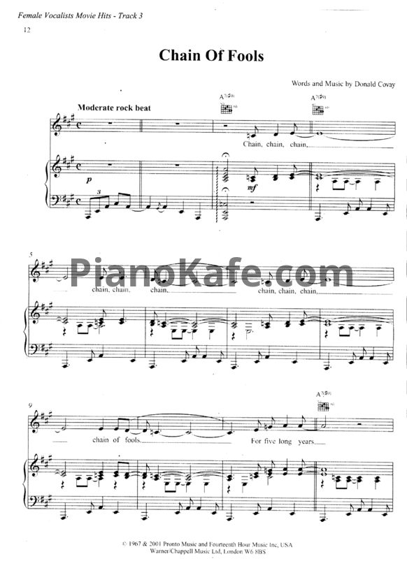 Ноты Aretha Franklin - Chain of fools - PianoKafe.com