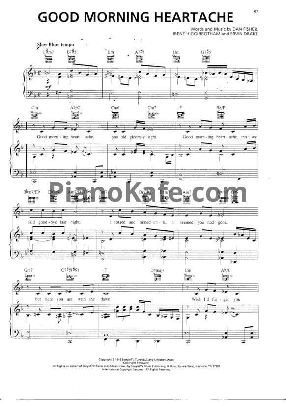 Ноты Billie Holiday - Good morning heartache (Версия 2) - PianoKafe.com