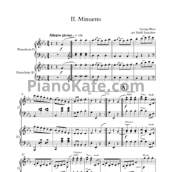 Ноты Жорж Бизе - Арлезианка. Сюита №1. Менует (Переложение для двух фортепиано) - предпросмотр