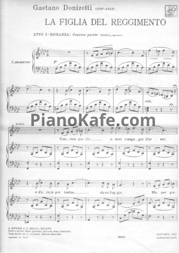 Ноты Gaetano Donizetti - La figlia del reggimento - PianoKafe.com