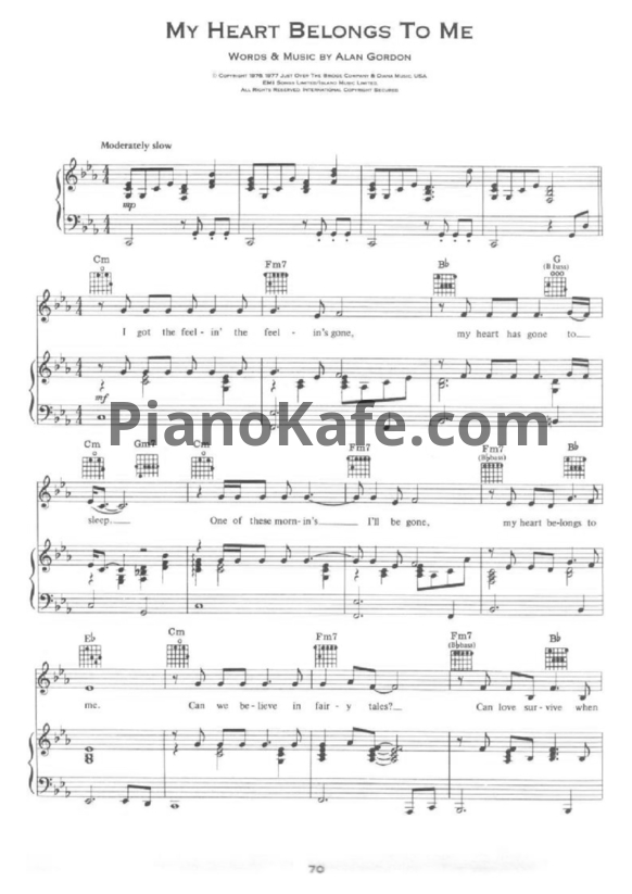 Ноты Barbara Streisand - My heart belongs to me - PianoKafe.com