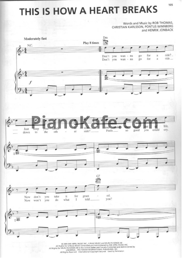 Ноты Rob Thomas - This is how a heart breaks - PianoKafe.com