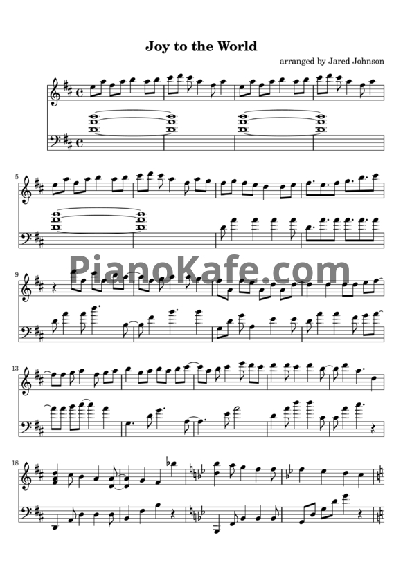 Ноты Jared Johnson - Joy to the world - PianoKafe.com