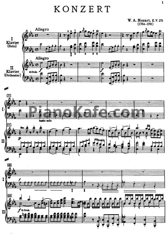 Ноты В. Моцарт - Концерт №9 ми-бемоль мажор (К. 271) - PianoKafe.com