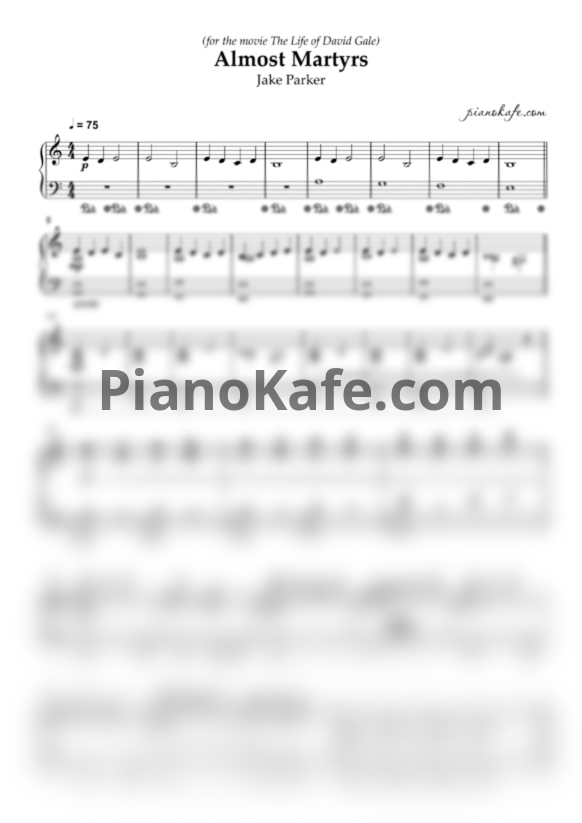 Ноты Jake Parker - Almost Martyrs - PianoKafe.com