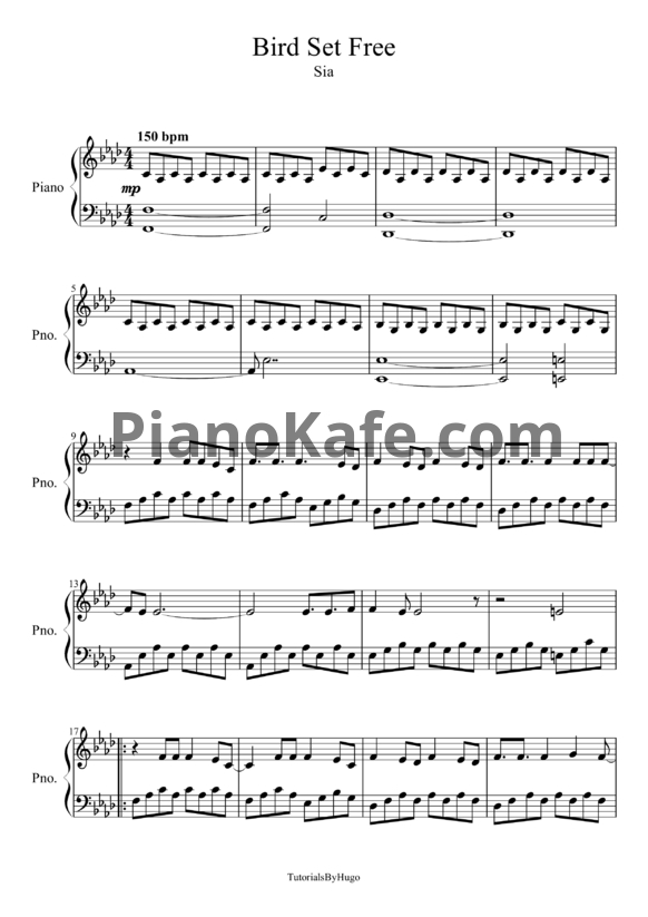 Ноты Sia - Bird set free - PianoKafe.com